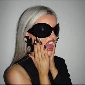 Oversized Steampunk Sunglasses Women Men 2024 Luxury Brand Oval Y2K Sports Punk